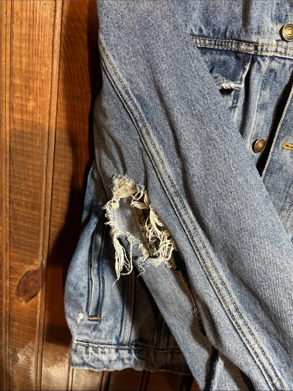 H&M Distressed Blue Denim Jacket - Men’s Casual Trucker Jacket